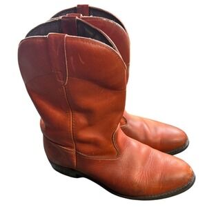 Vintage Brown Leather Brahma Biker Boots 10 MOTO Steel Toe Cowboy Rancher